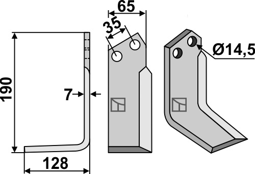 Fräsmesser, linke Ausführung geeignet für: Krone blade and rotary tine