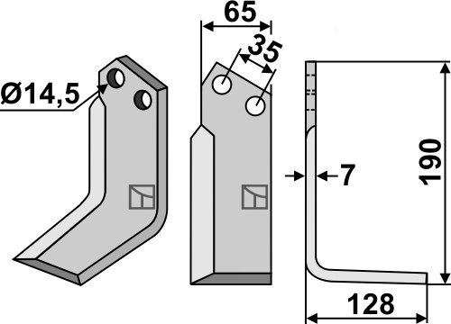 Fräsmesser, rechte Ausführung geeignet für: Krone blade and rotary tine