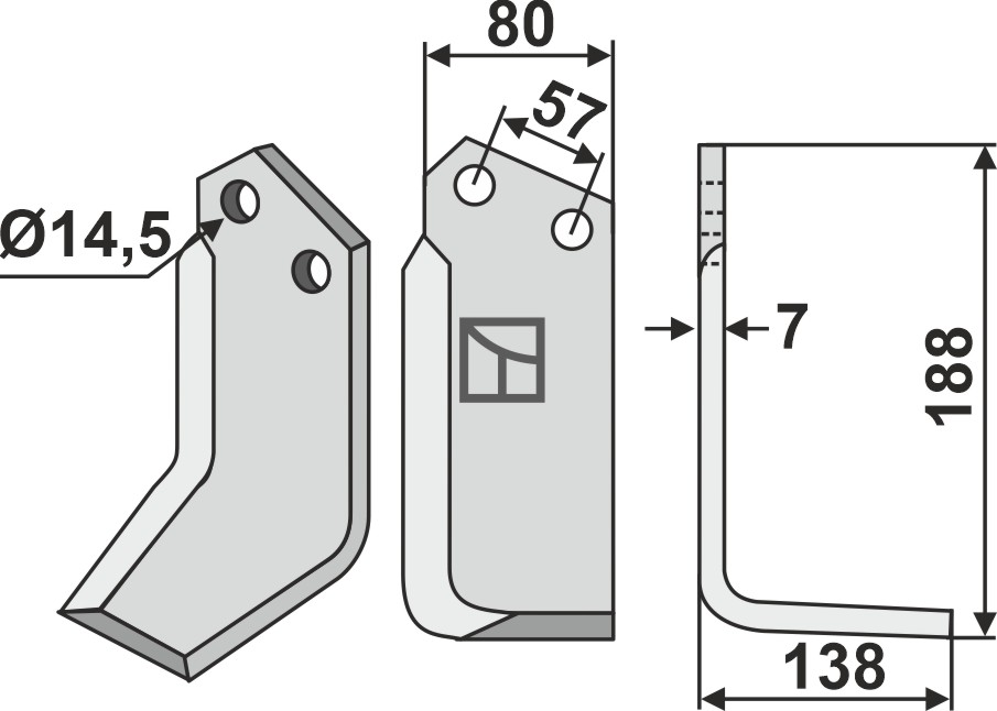 Fräsmesser, rechte Ausführung geeignet für: Krone cuchilla y cuchilla de rotavator