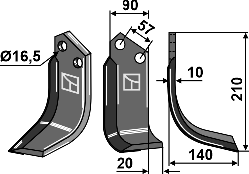Fräsmesser, rechte Ausführung - Hartmetallbeschichtet geeignet für: Kuhn Fräsmesser und Rotorzinken
