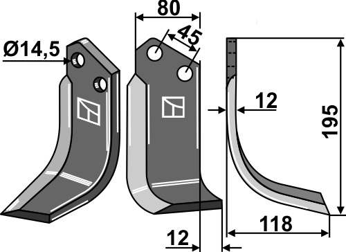 Fräsmesser, rechte Ausführung geeignet für: Maletti nóż glebogryzark
