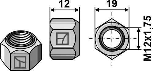 Ganzmetallmutter mit Klemmteil M12 - DIN980 verz. 10.9