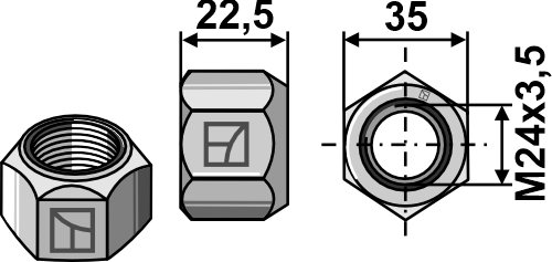 Låsemøtrik M24 - DIN 6925 galv. 8.8