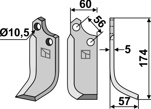 Fräsmesser, rechte Ausführung geeignet für: Maschio / Gaspardo Fräsmesser und Rotorzinken