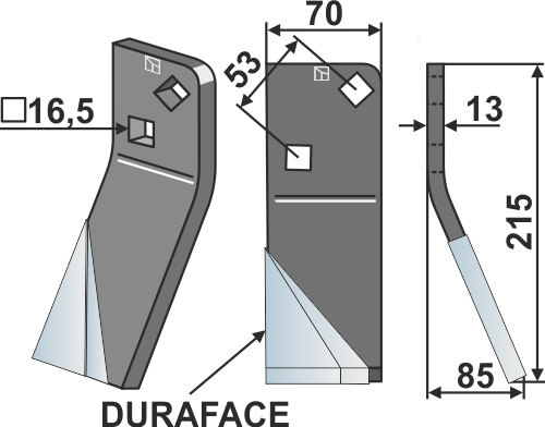 Rotorzinken DURAFACE, rechte Ausführung geeignet für: Massano NÃ³ż glebogryzarki