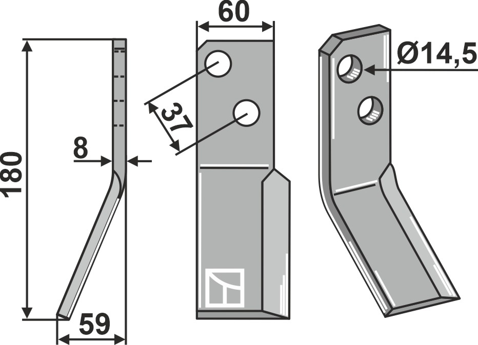 Rotorzinken, linke Ausführung geeignet für: Massano Cuchilla de rotavator