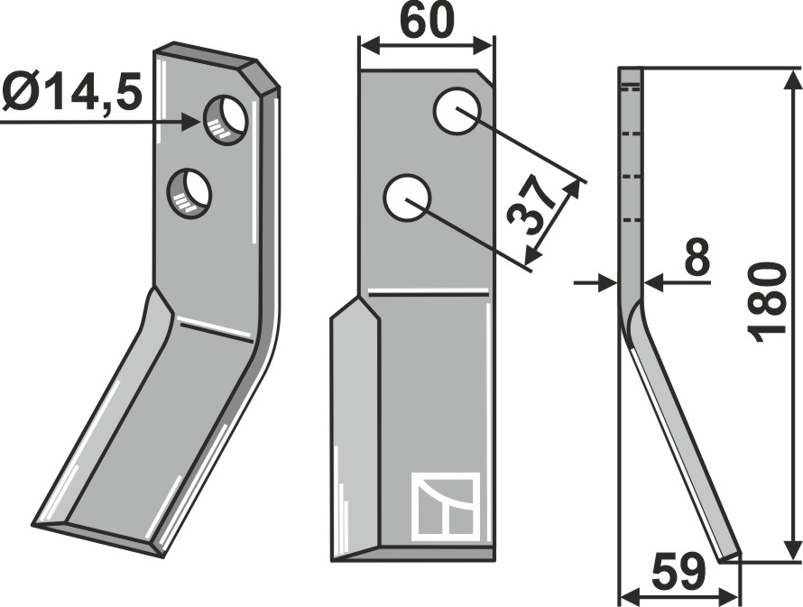Rotorzinken, rechte Ausführung geeignet für: Massano Ротационный зуб