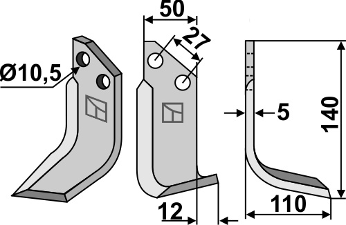 Fräsmesser, rechte Ausführung geeignet für: Muratori Фрезерный нож и Ротационный зуб