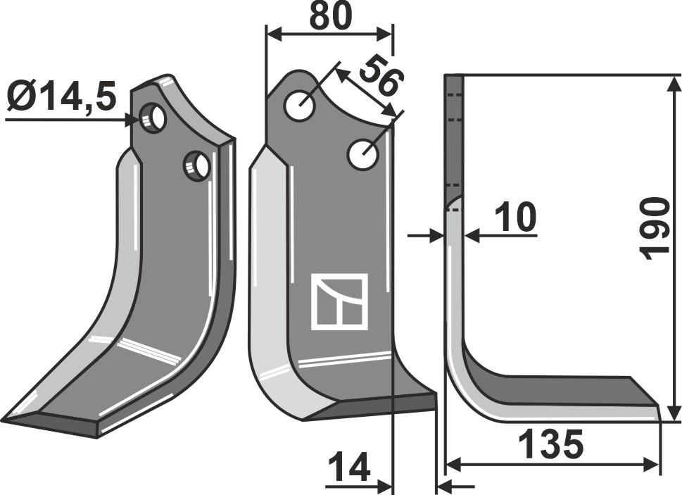 Fräsmesser, rechte Ausführung geeignet für: Muratori Фрезерный нож и Ротационный зуб