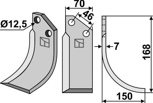 Fräsmesser, rechte Ausführung geeignet für: Muratori cuchilla y cuchilla de rotavator