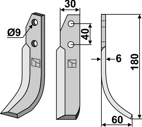 Fräsmesser 180x30mm, rechts geeignet für: Nibbi Bruno cuchilla 