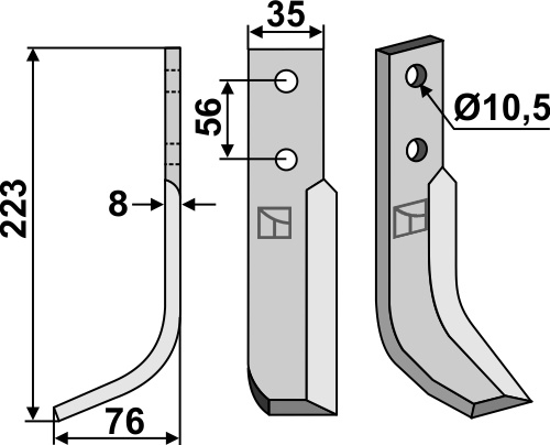 Fräsmesser 223x35mm, links geeignet für: Nibbi Bruno cuchilla 