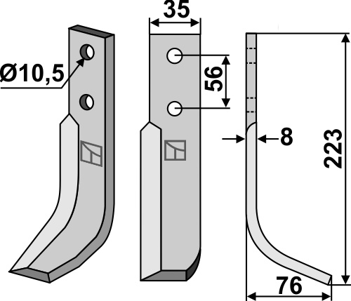 Fräsmesser 223x35mm, rechts geeignet für: Nibbi Bruno cuchilla 