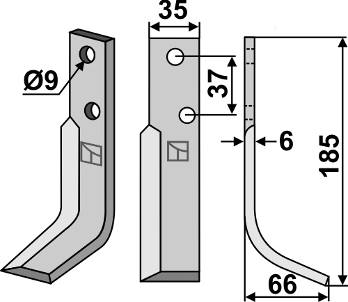 Fräsmesser 185x35mm, rechts geeignet für: Nibbi Bruno cuchilla 