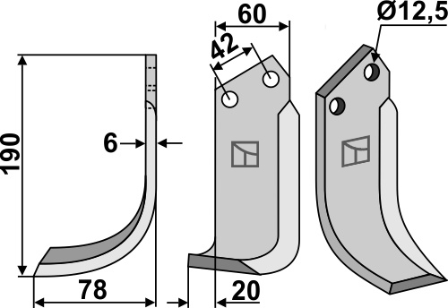 Fräsmesser 190x60mm, links geeignet für: Nibbi Bruno cuchilla 