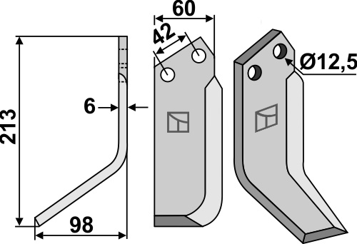 Fräsmesser 213x60mm, links geeignet für: Nibbi Bruno cuchilla 