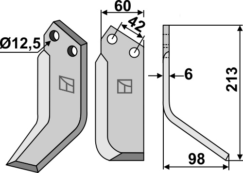 Fräsmesser 213x60mm, rechts geeignet für: Nibbi Bruno cuchilla 