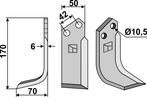 Fräsmesser 170x50mm, links geeignet für: Nibbi Bruno cuchilla 