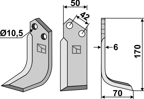 Fräsmesser 170x50mm, rechts geeignet für: Nibbi Bruno cuchilla 