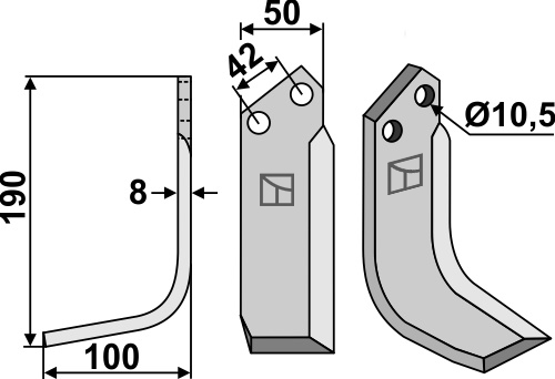 Fräsmesser 190x50mm, links geeignet für: Nibbi Bruno cuchilla 