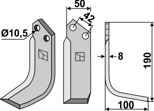 Fräsmesser 190x50mm, rechts geeignet für: Nibbi Bruno cuchilla 