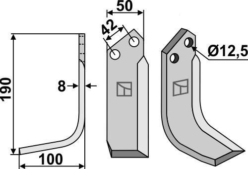 Fräsmesser 190x50mm, links geeignet für: Nibbi Bruno cuchilla 