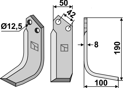Fräsmesser 190x50mm, rechts geeignet für: Nibbi Bruno cuchilla 