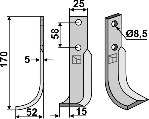 Fräsmesser 170x25mm, links geeignet für: Nibbi Bruno cuchilla 