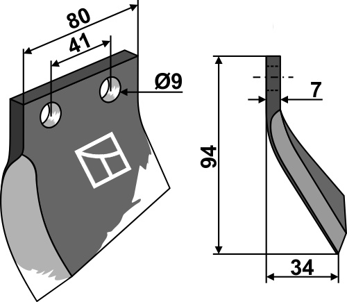 Messer für Grabenfräse - linke Ausführung geeignet für: Oosterlaan Couteau pour fossoyeuses