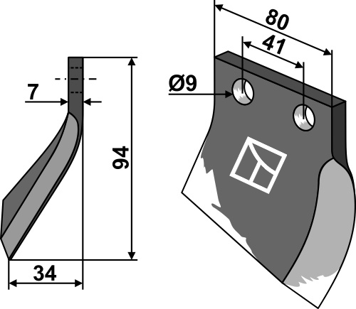 Messer für Grabenfräse - rechte Ausführung geeignet für: Oosterlaan Trencher blade