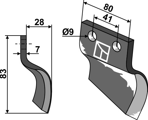 Messer für Grabenfräse - rechte Ausführung geeignet für: Oosterlaan Trencher blade