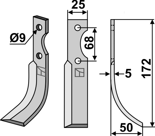 Fräsmesser, rechte Ausführung geeignet für: Rotadairon Rotortanden