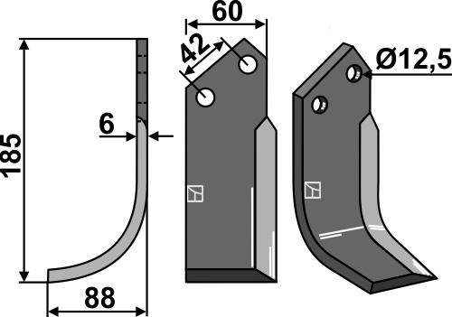 Fräsmesser, linke Ausführung geeignet für: Perugini freesmes en rotortanden