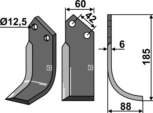 Fräsmesser, rechte Ausführung geeignet für: Perugini freesmes en rotortanden