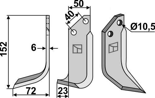 Fräsmesser, linke Ausführung geeignet für: Pasquali nóż glebogryzark