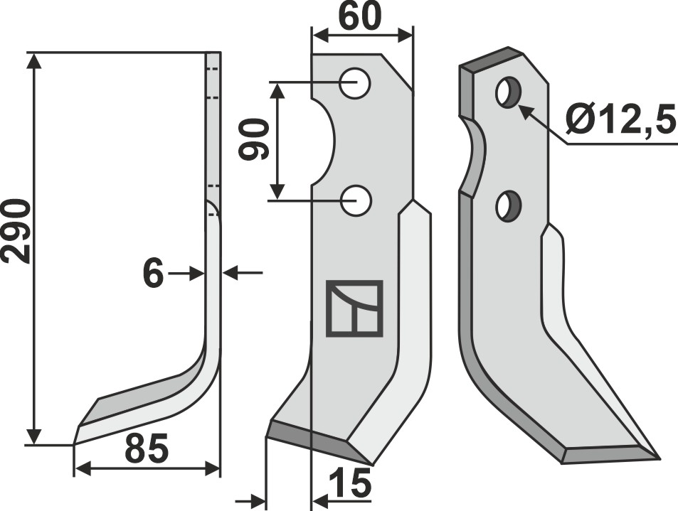 Fräsmesser, linke Ausführung geeignet für: Pegoraro Fräsmesser und Rotorzinken