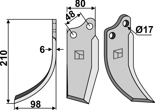 Fräsmesser 210x80mm, links geeignet für: Agromet blade 