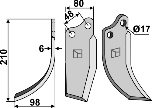 Fräsmesser, linke Ausführung geeignet für: Agromet cuchilla 