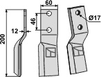 Rotorzinken, linke Ausführung geeignet für: Perugini cuchilla y cuchilla de rotavator