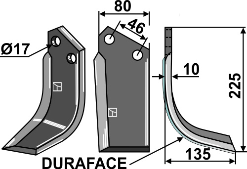 Fräsmesser DURAFACE, rechte Ausführung geeignet für: Reekie freesmes