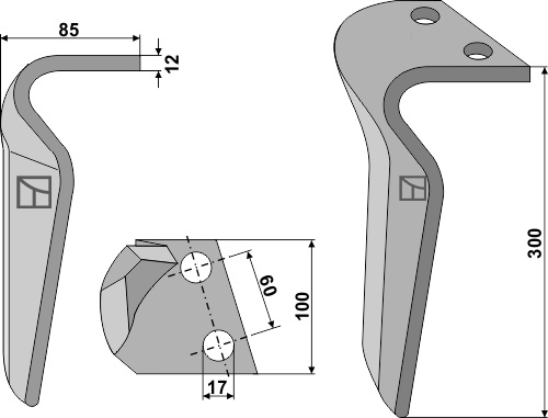 Kreiseleggenzinken, rechte Ausführung geeignet für: Breviglieri faca para grade de bicos rotativa
