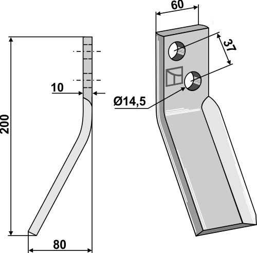 Rotorzinken - Linke Ausführung geeignet für: Sicma Fræserkniv
