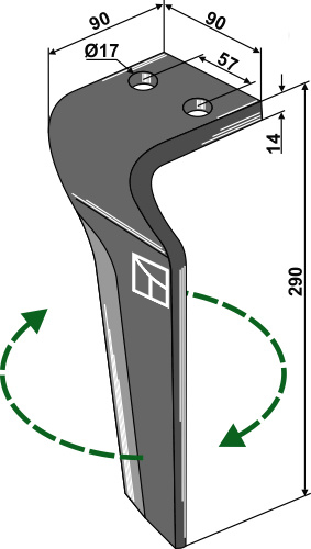 Kreiseleggenzinken 290mm, rechts geeignet für: Carraro diente de grada rotativa 
