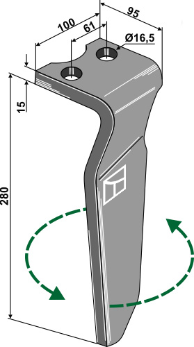 Kreiseleggenzinken, linke Ausführung geeignet für: Krone cuţit pentru grape rotativă