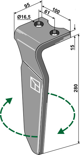 Kreiseleggenzinken, rechte Ausführung geeignet für: Krone dent pour herse rotative