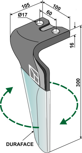 Kreiseleggenzinken (DURAFACE) - rechte Ausführung geeignet für: Remac dent pour herse rotative