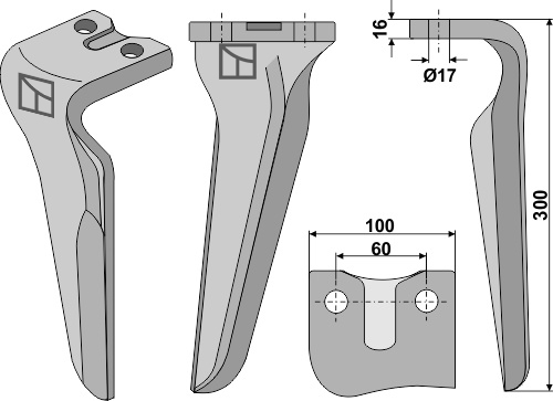 Kreiseleggenzinken, rechte Ausführung geeignet für: Remac tine for rotary harrow