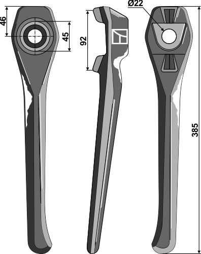 Kreiseleggenzinken, rechte Ausführung geeignet für: Lely tine for rotary harrow
