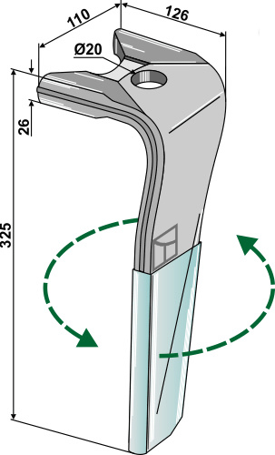 Kreiseleggenzinken (DURAFACE) - linke Ausführung geeignet für: Kuhn diente de grada rotativa 