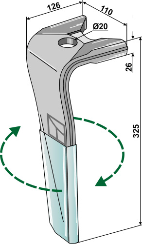 Kreiseleggenzinken (DURAFACE) - rechte Ausführung geeignet für: Kuhn dent pour herse rotative
